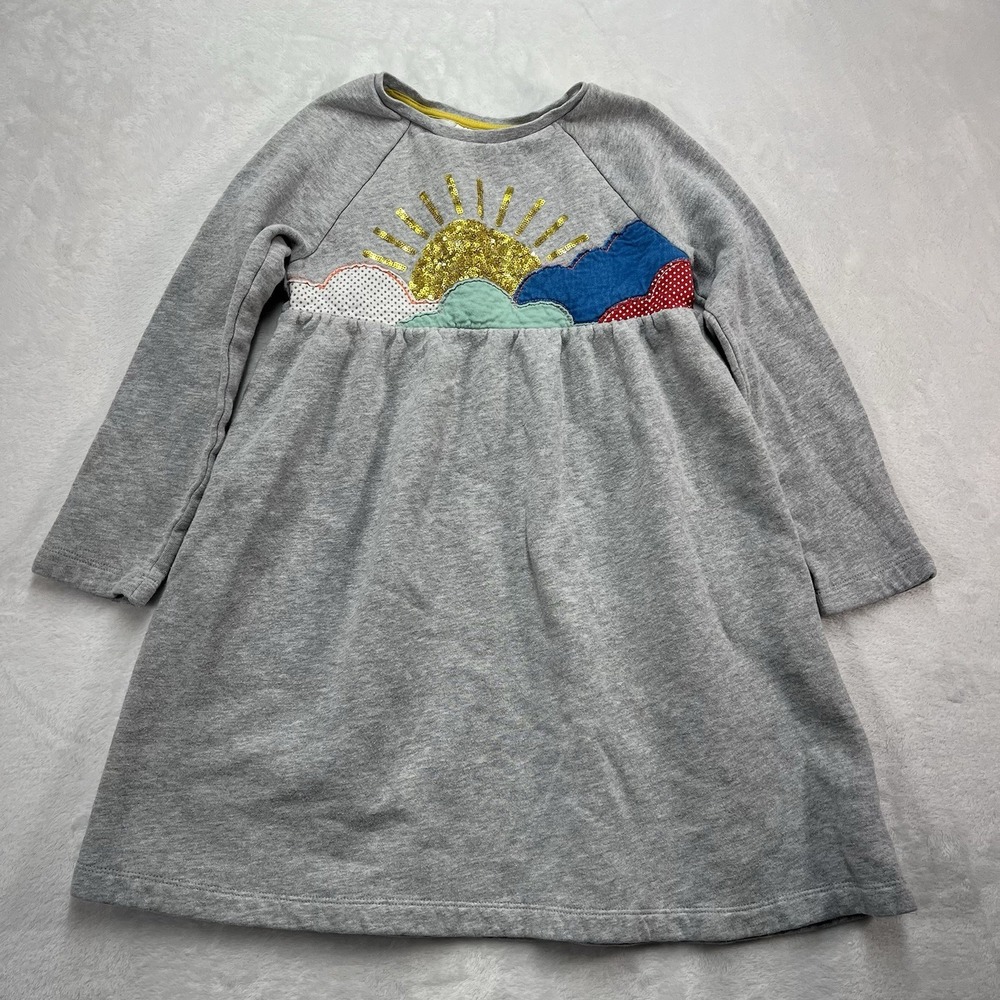 Mini Boden Sweatshirt Dress Girls 9-10Y Sun Cloud Applique Fall Winter